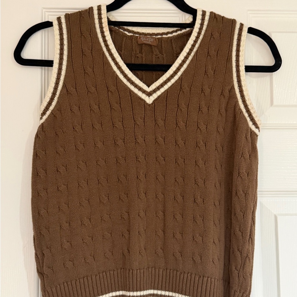 John Galt Brown V-Neck Sweater Vest